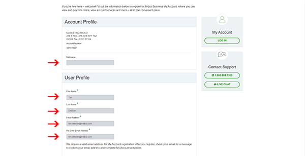 Business set up page