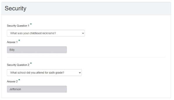 Security Questions