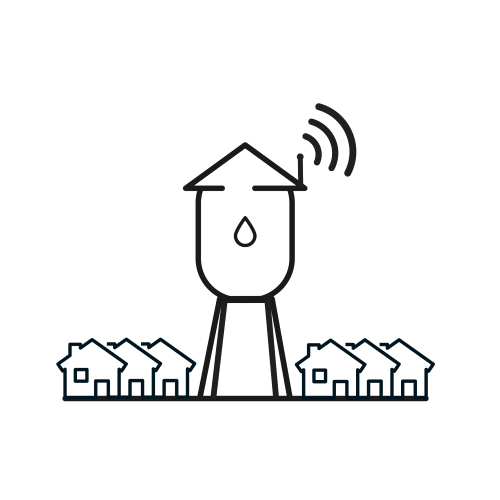 Fixed wireless on a water tower illustration